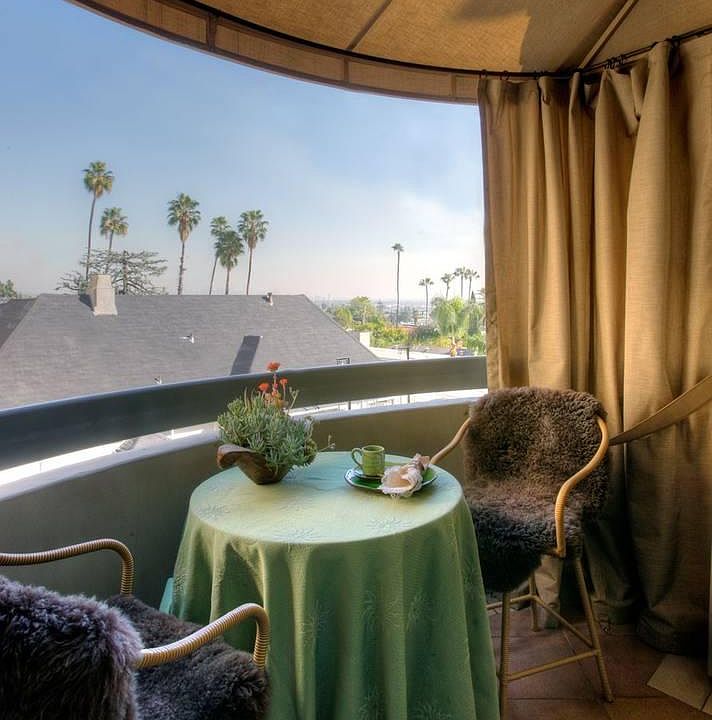Upper balcony with view of downtown LA