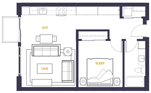 Floor plan 1X1 A