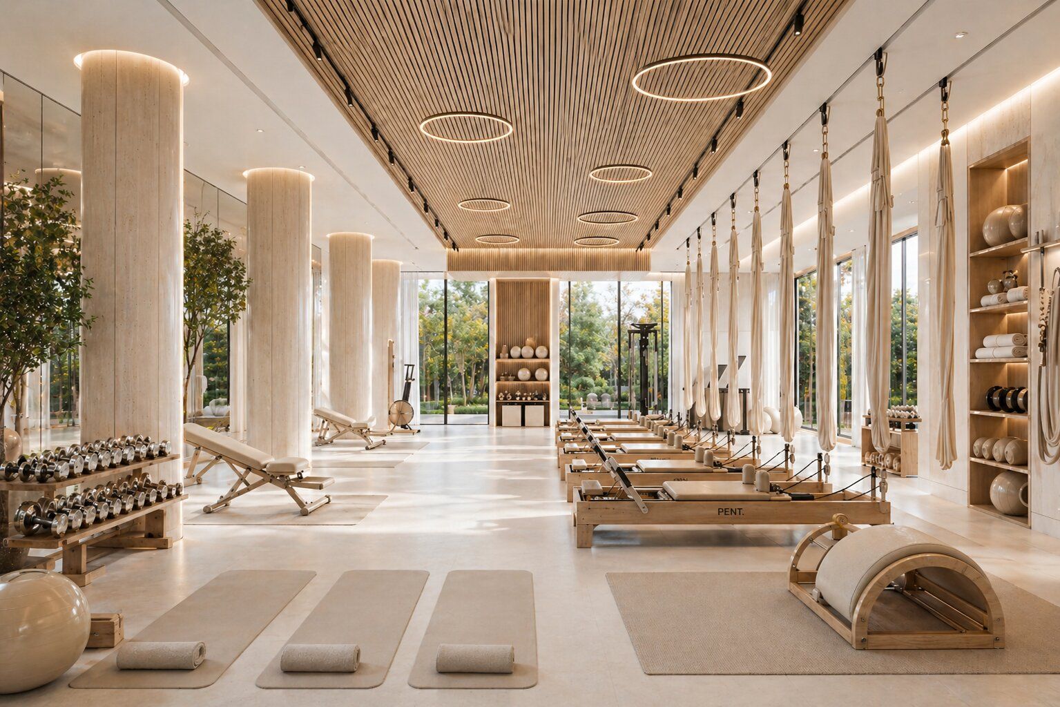  Private wellness studio overlooking the property’s serene East Hampton grounds. 