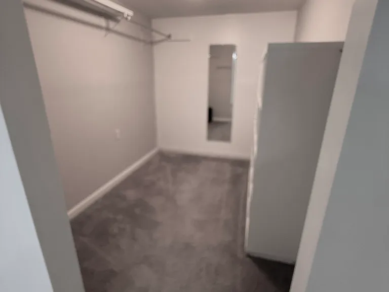 Walk-in closet with full length mirror and 6 ft of hanging space.