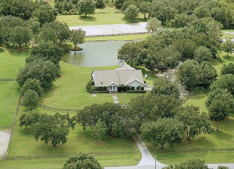 Aerial shot-front of house looking south.