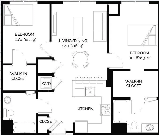 2-B floor plan West of Chestnut
