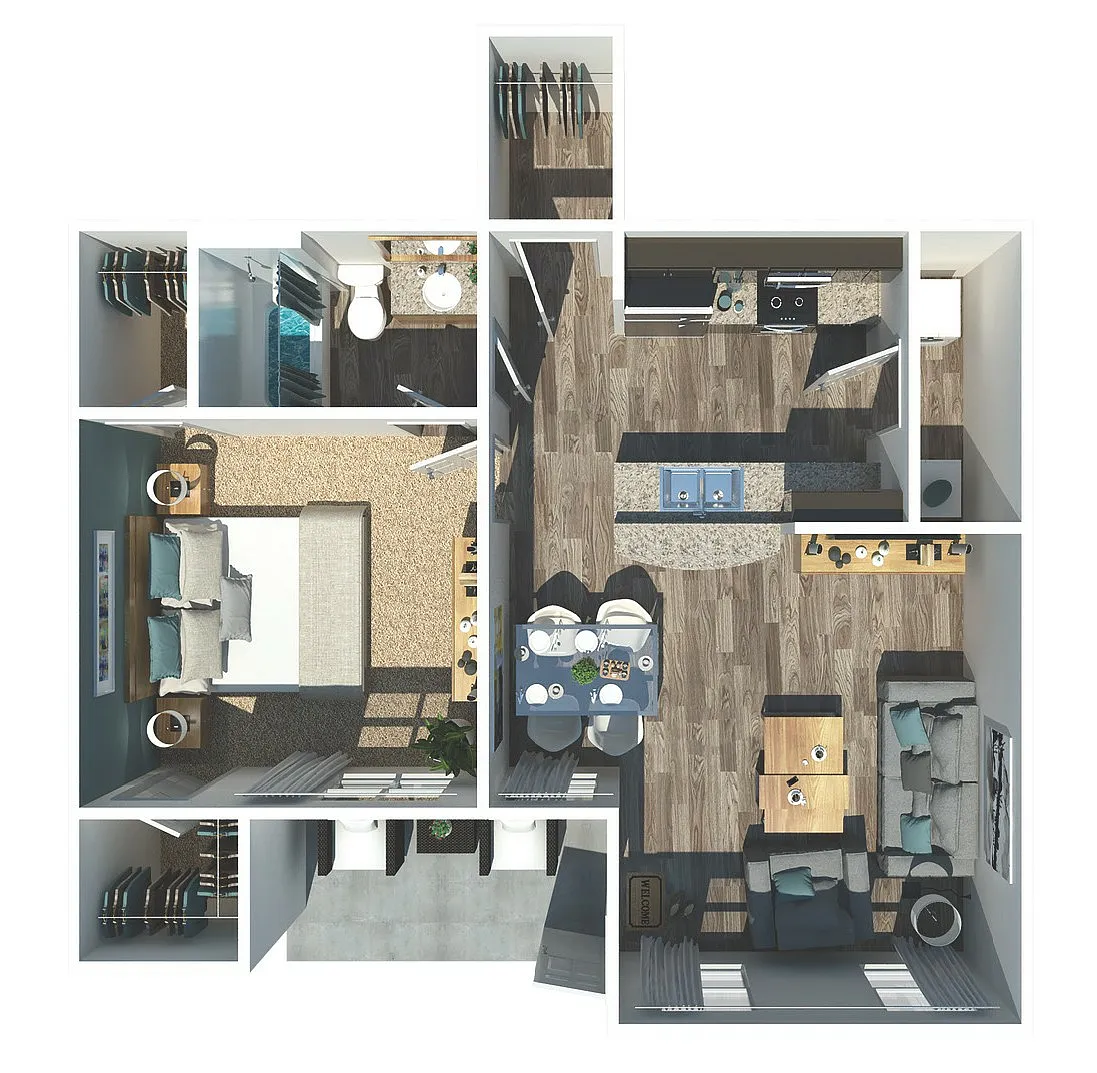 Floor plan A1G - One Bedroom, One Bathroom