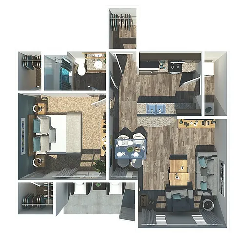 Floor plan A1G - One Bedroom, One Bathroom