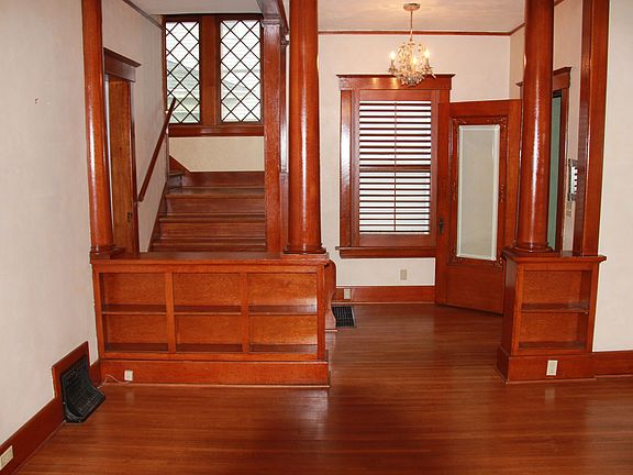 Leaded glass, wood floors