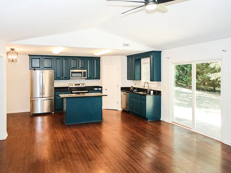 family room and kitchen