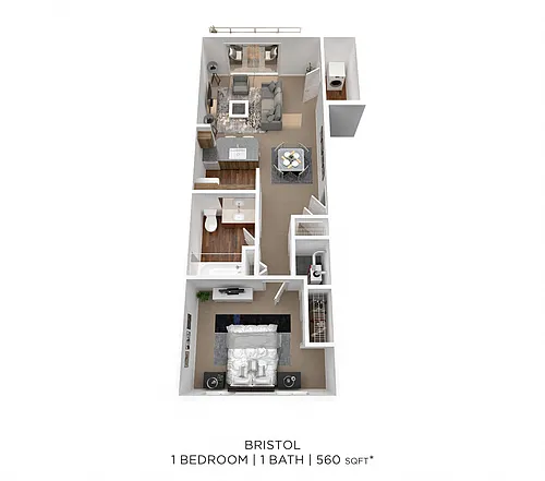 Floor plan One Bedroom - 560 sqft
