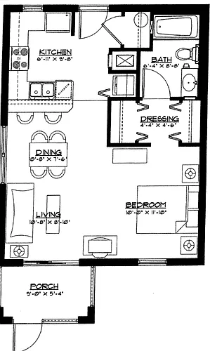 Floor plan S2_Kauai - Studio, One Bathroom