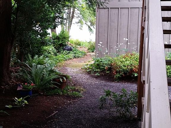 View from stairs out to the bluff for view of Puget Sound