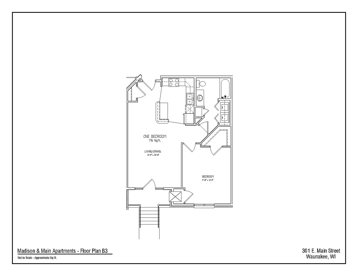 Floor plan 1Bed/1Bath B3