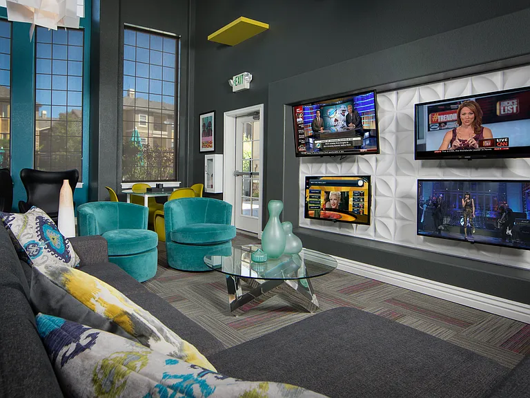 A community space designed for relaxing, working, or socializing.