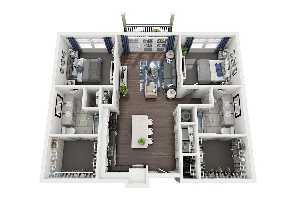 Floor plan B2 - 2 bed 2 bth (4764b2)