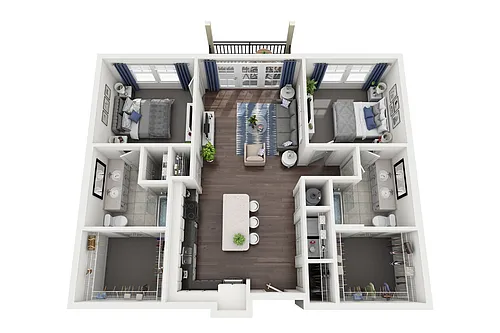 Floor plan B2 - 2 bed 2 bth (4764b2)