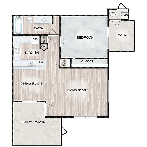 Floor plan 1 Bedroom 1 Bathroom