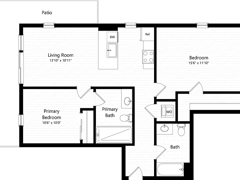 A - 2x2 floor plan The Charlie Santa Monica
