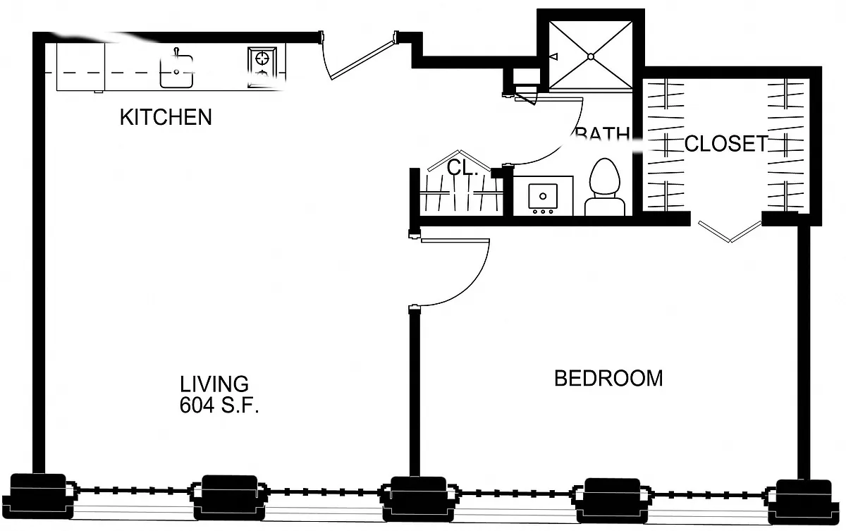 Floor plan 1 Bed/1 Bath-S A18-21