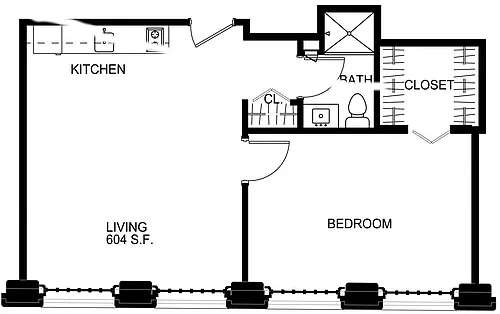 Floor plan 1 Bed/1 Bath-S A18-21