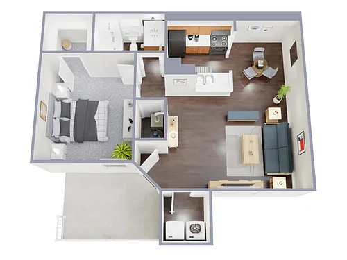 Floor plan 1 Bed, 1 Bath B