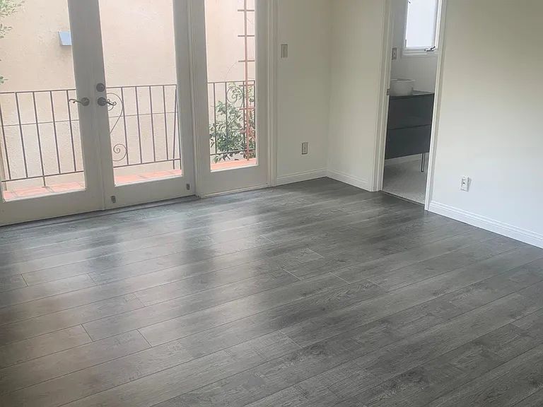 Master bedroom, facing patio and bathroom