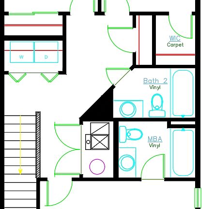 Layout of upper level. Bedroom 2 is the bedroom for rent.