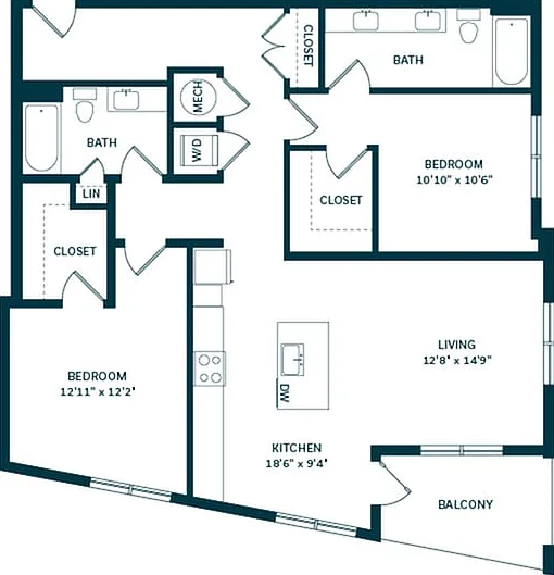 Discover the perfect blend of style and convenience in this modern two-bedroom apartment layout. Discover the perfect blend of style and convenience in this modern two-bedroom apartment layout.