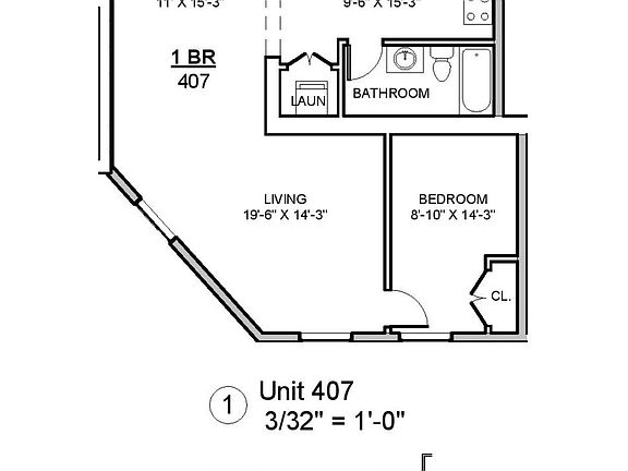 Unit Layout 4th Floor Elevator in Building