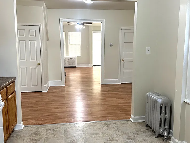 View from kitchen, dining room into living room