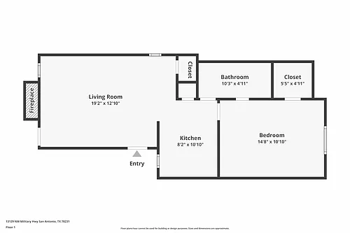Floor plan The Hudson - 1 Bed, 1 Bath