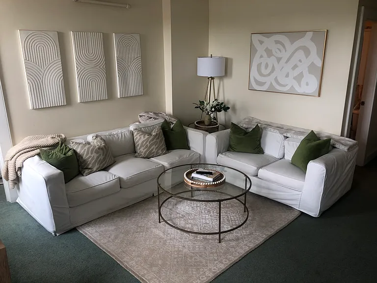 green carpet replaced with neutral color