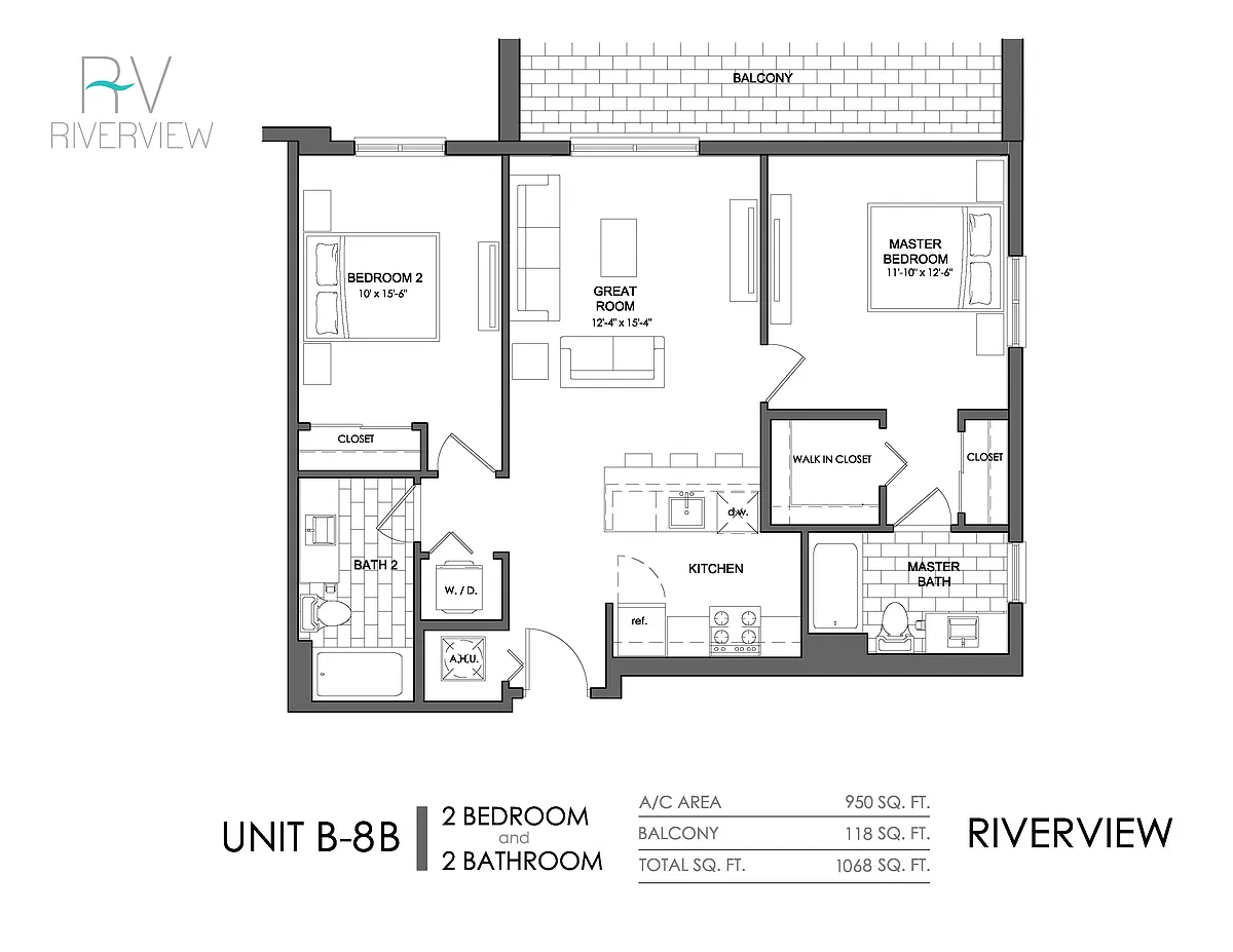 Floor plan Unit B8B | Balcony