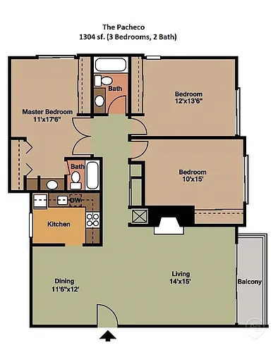Floor plan Pacheco - 3 Bedroom