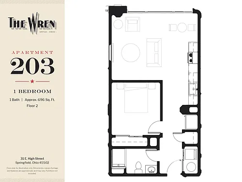 Floor plan WREN-203-1BED-H