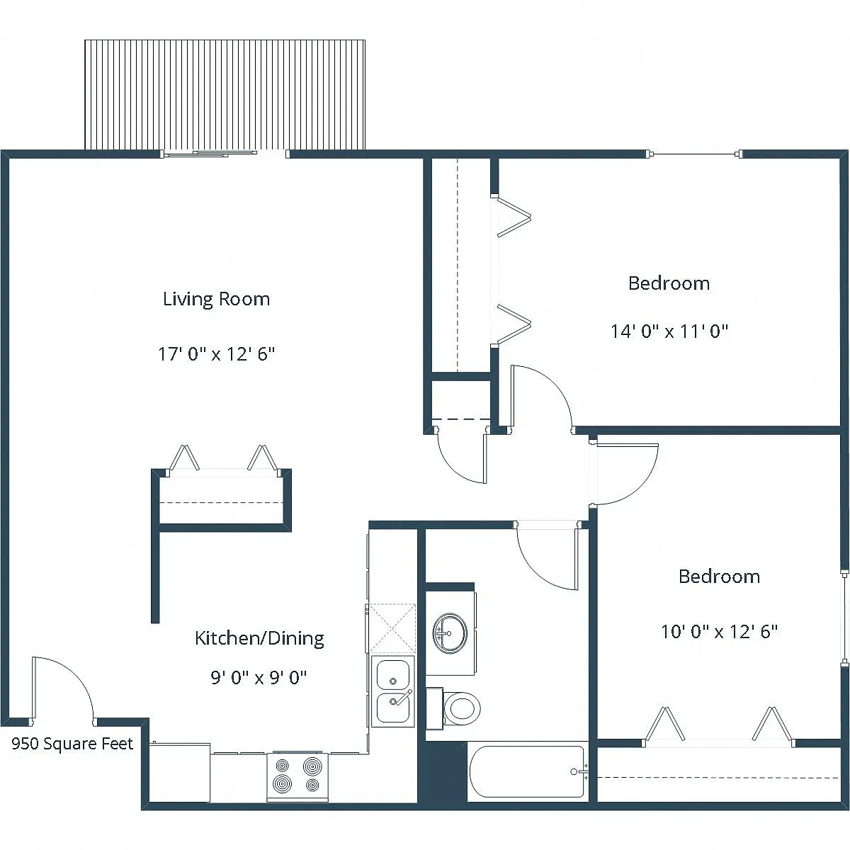 Floor plan Two Bedroom 21C