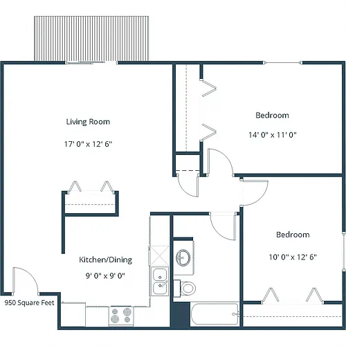 Floor plan Two Bedroom 21C