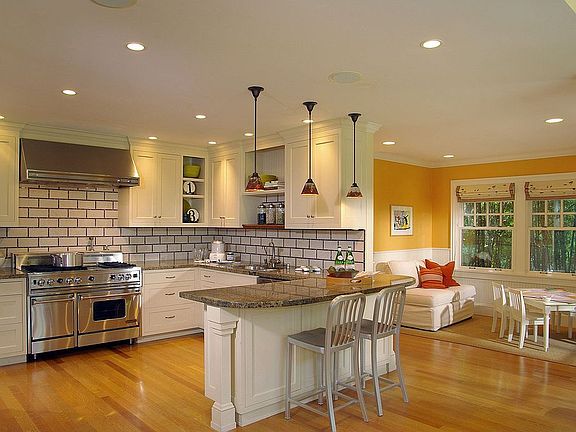 Kitchen opens to children's play area and Great Room