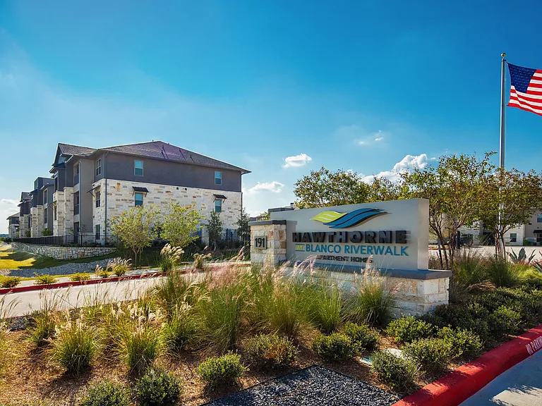 Exterior View of Hawthorne at Blanco Riverwalk in San Marcos, TX