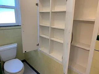 Inside of bathroom cabinet