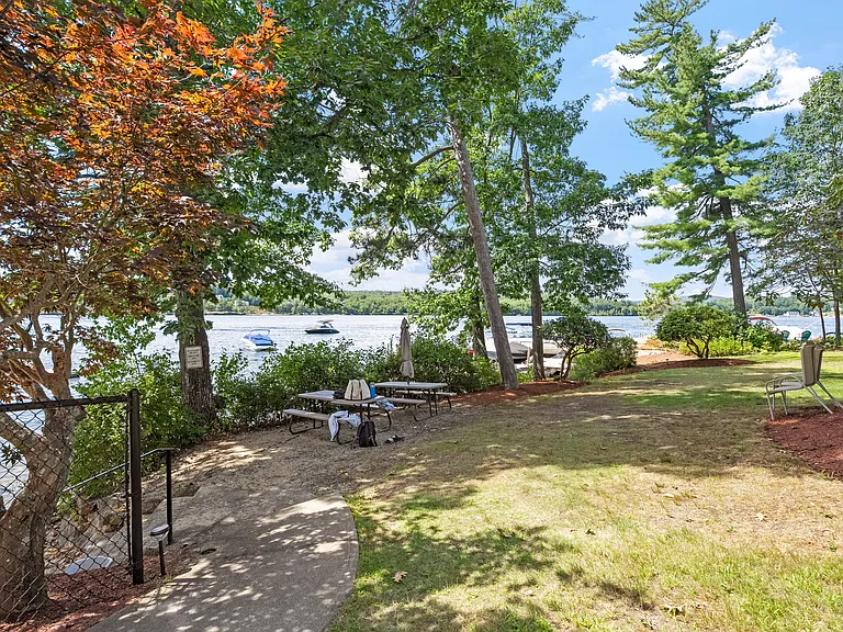 Community outdoor areas such as picnic tables and beach