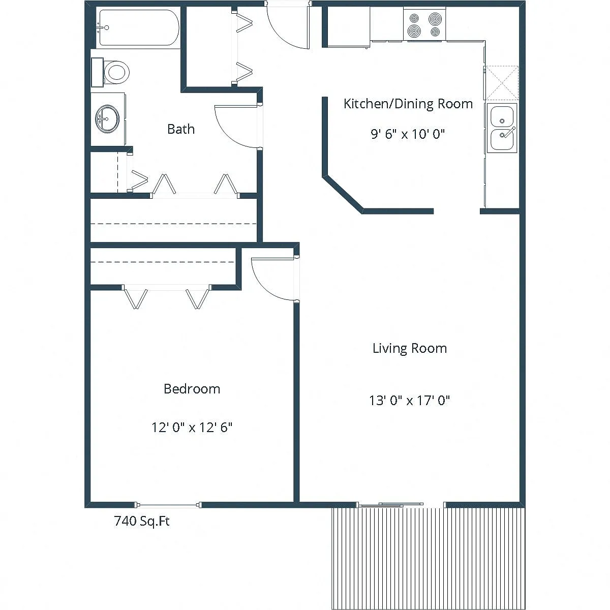 Floor plan One Bedroom 11C