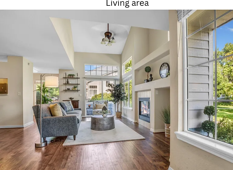 Living room area with staged furniture