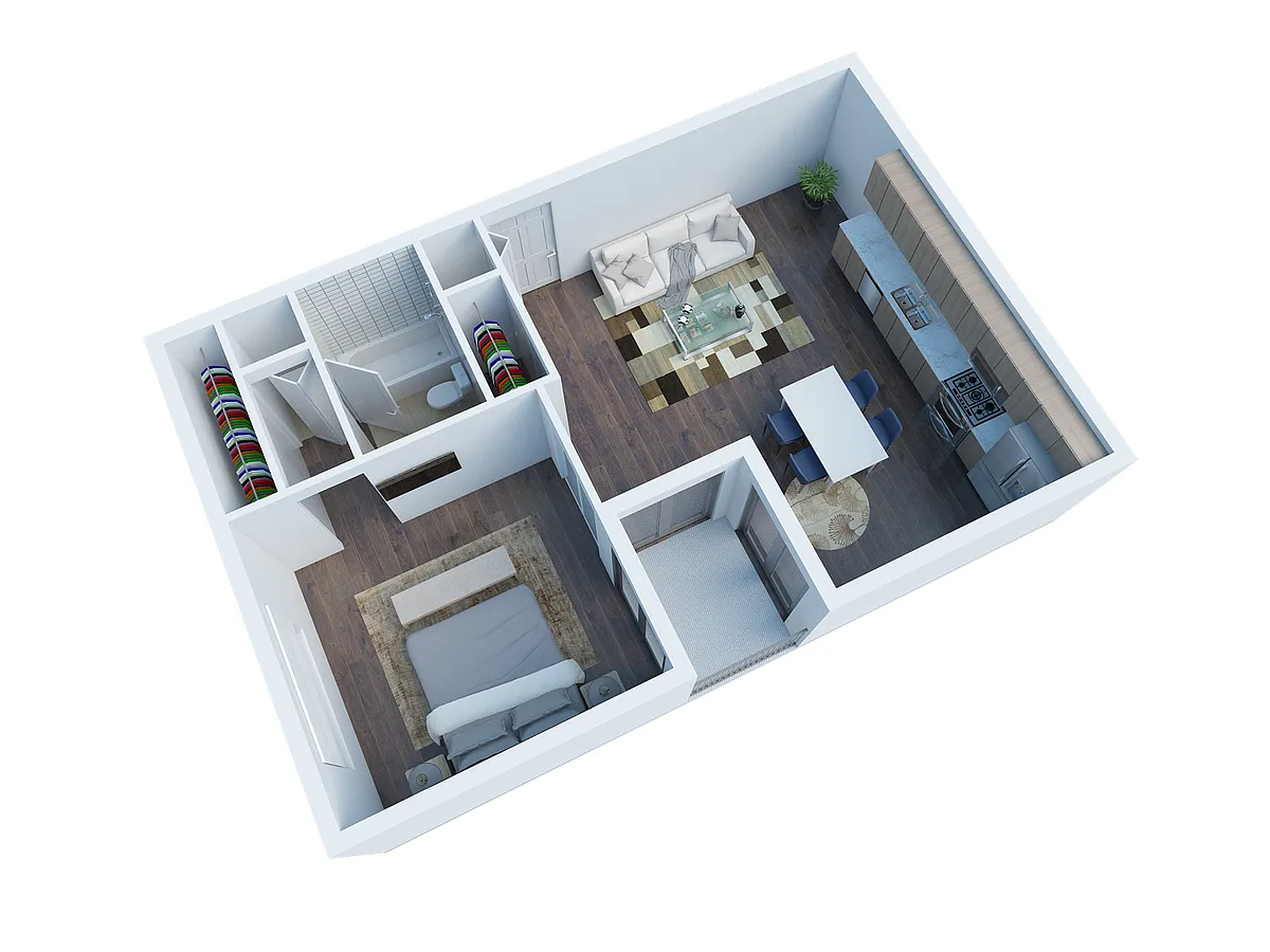 Floor plan One Bedroom A-2