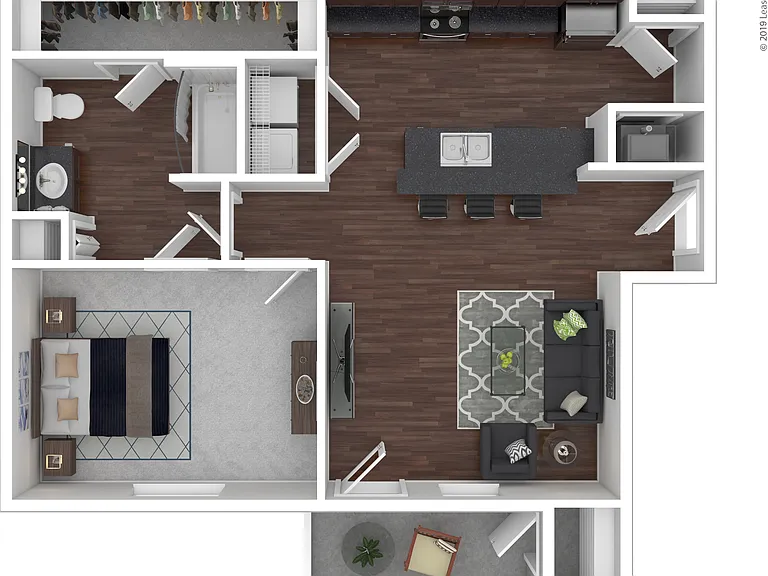 The Cabin: Beds - 1: Baths - 1: SqFt Range - 683 to 683