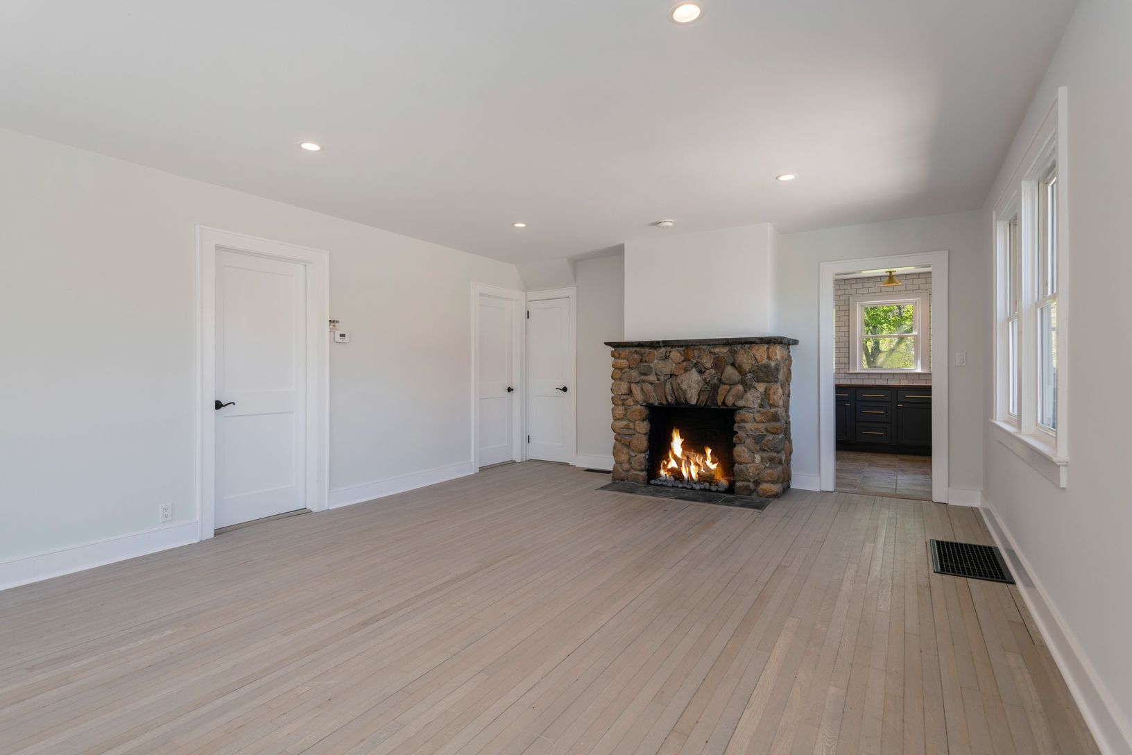 Living with gas fireplace