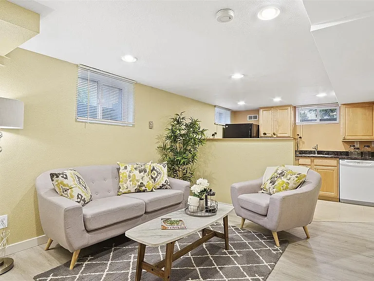 Great room style living room and kitchen