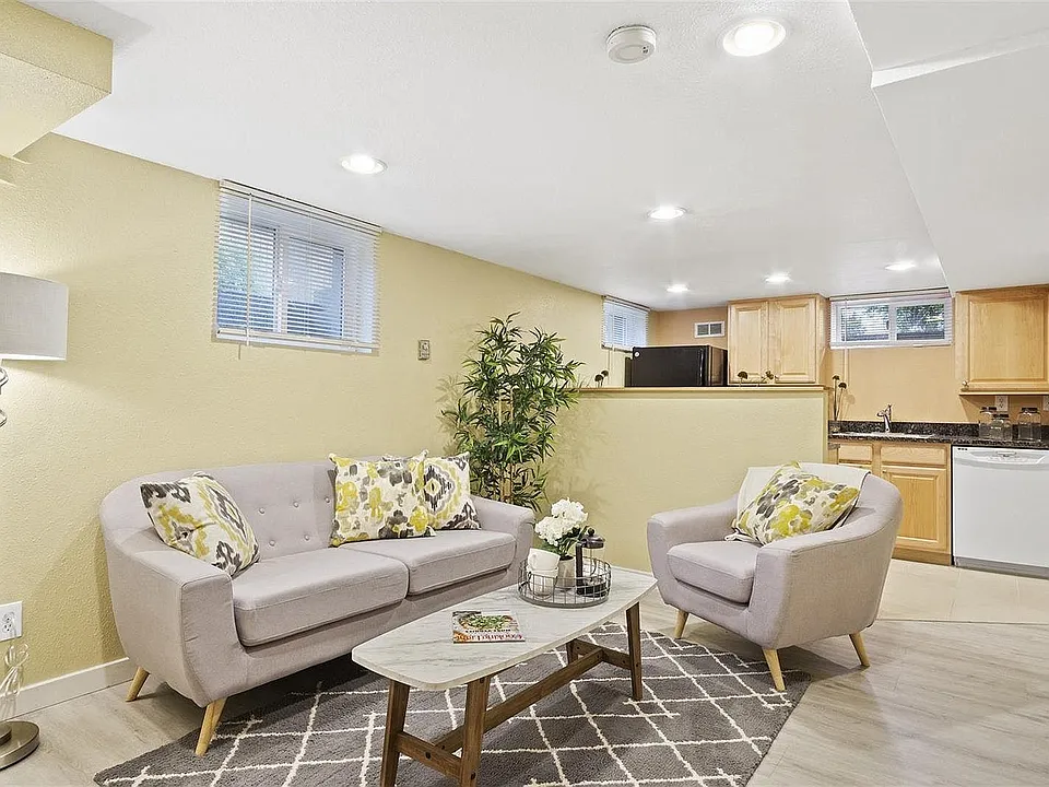 Great room style living room and kitchen