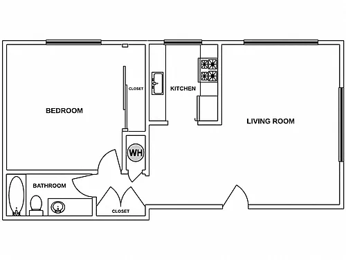 Floor plan 1 Bed / 1 Bath: Type D