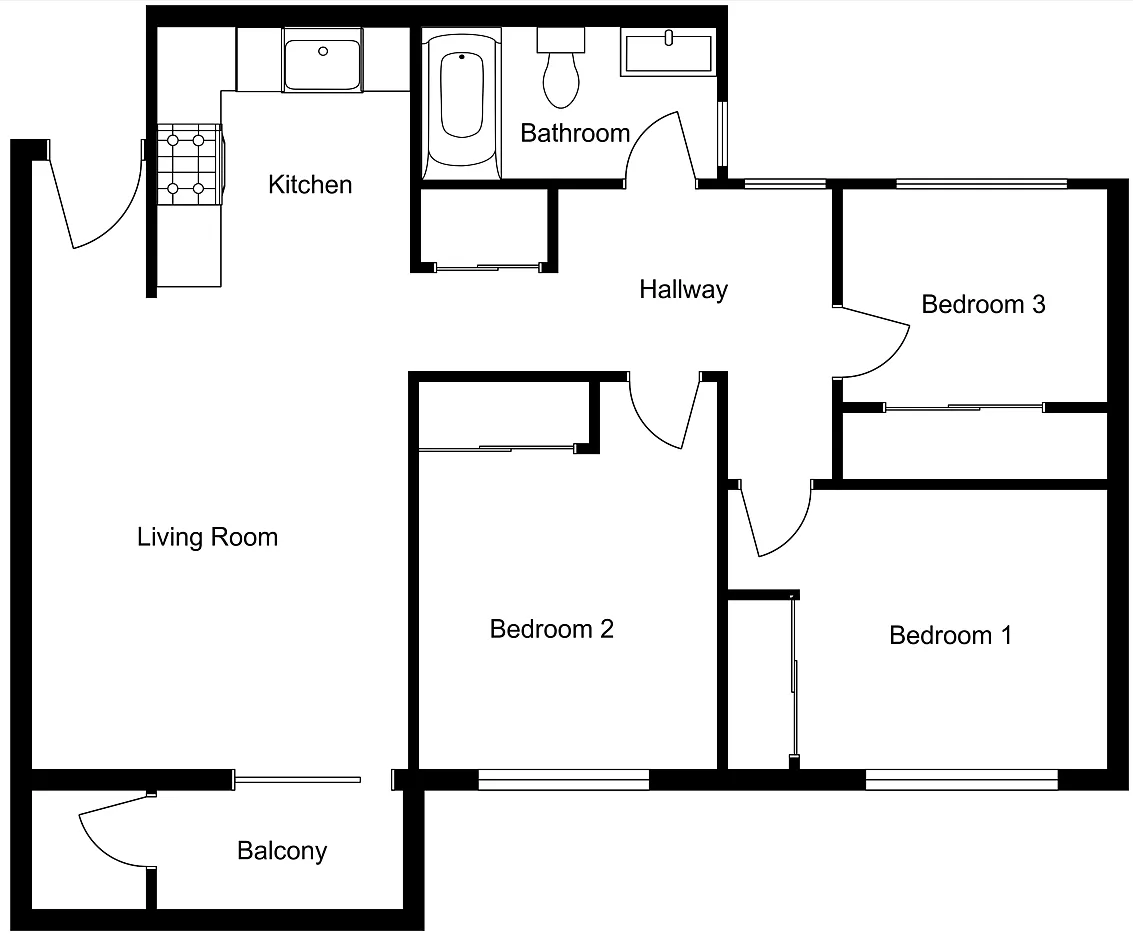Floor plan 3 Bed 1 Bath