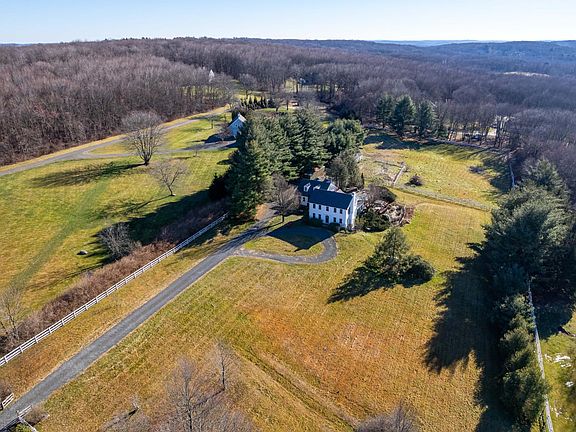 Aerial view of the four acre property