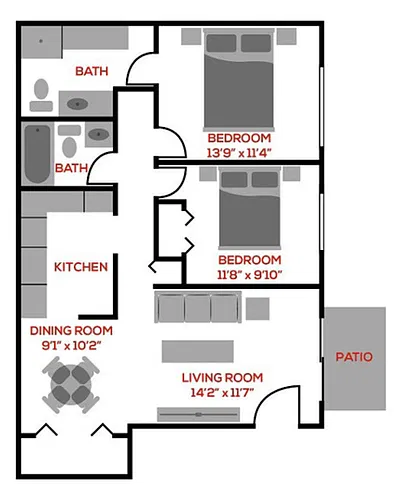 Floor plan 2 BR Floorplan