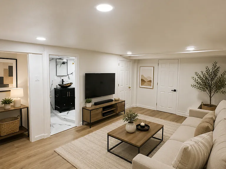 Large Basement room perfect for family movie nights.
